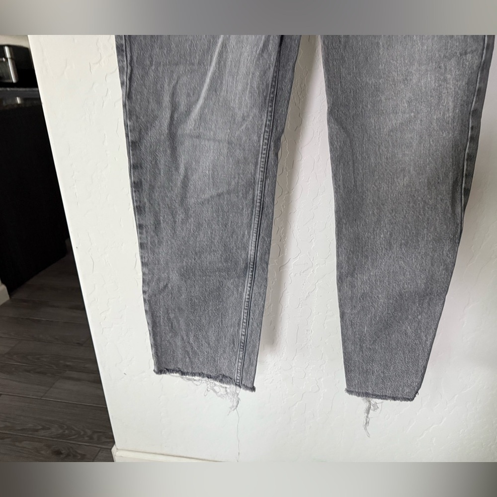 River Island|Gray high waisted,straight leg Jeans with raw hem•••size 12,staple - Picture 4 of 16